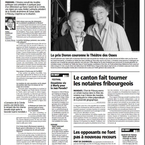 Press article in La Gruyère